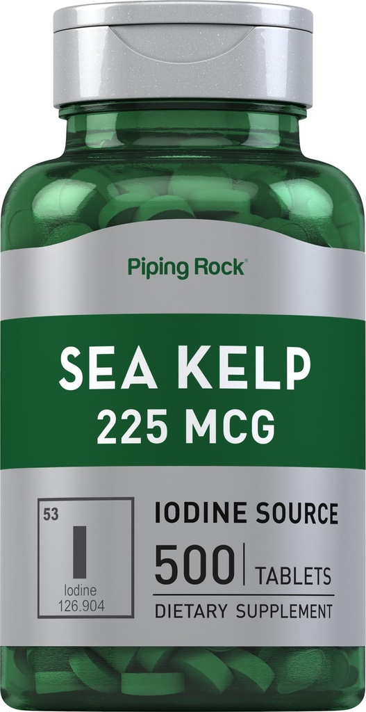 Piping Rock Sea Kelp Suplementos TEN 225mcg ANTE 500 Tablets ← Non-GMO, Gluten Free