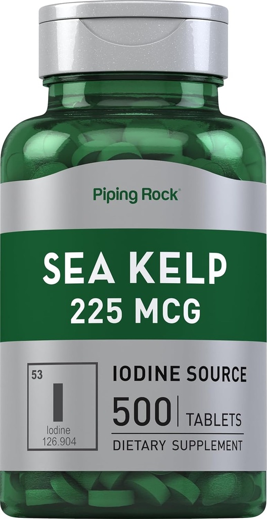 Piping Rock Sea Kelp Suplementos TEN 225mcg ANTE 500 Tablets ← Non-GMO, Gluten Free
