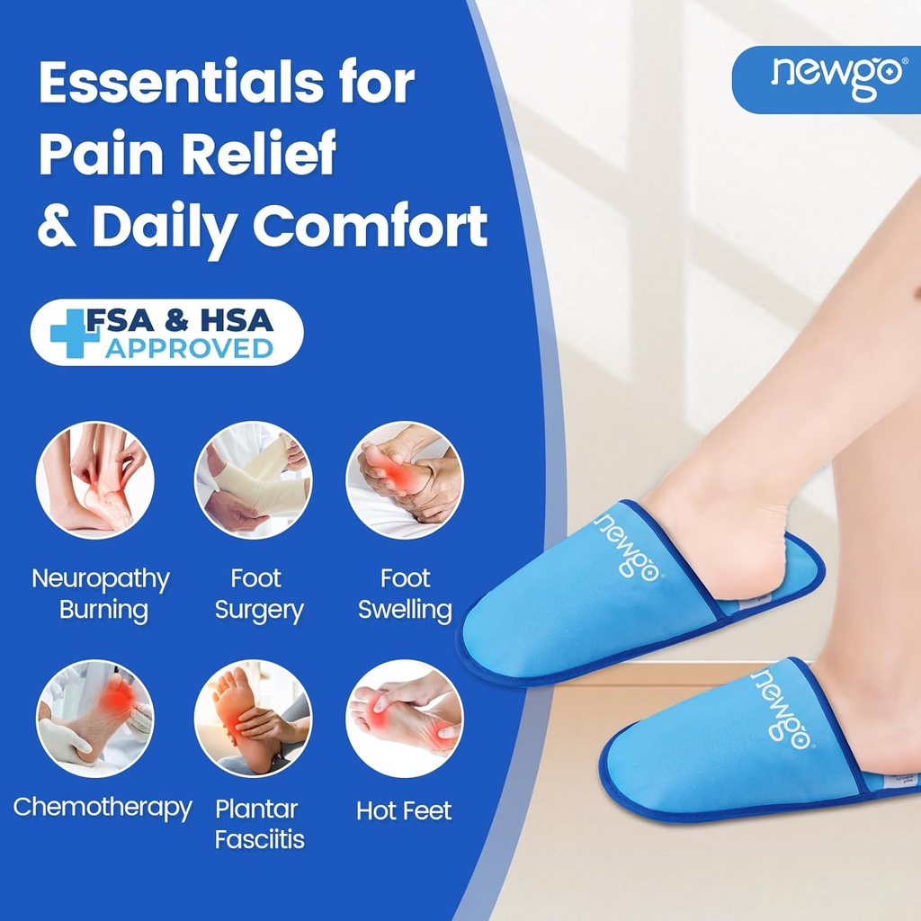NUEVAS zapatillas de pie para Fasciitis y Neuropatía Plantar, HSA o FSA Eligible 2 Pack Gel Ice Zapatillas Hot Cold Pack para cirugía de pene Alivio de dolor, Pie de quemado