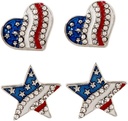 PRETYZOOM Pendientes Patrióticos Bandera Americana Eardrop para Mujer Joyería Eardrop Ligero Adhesivo Partido De moda