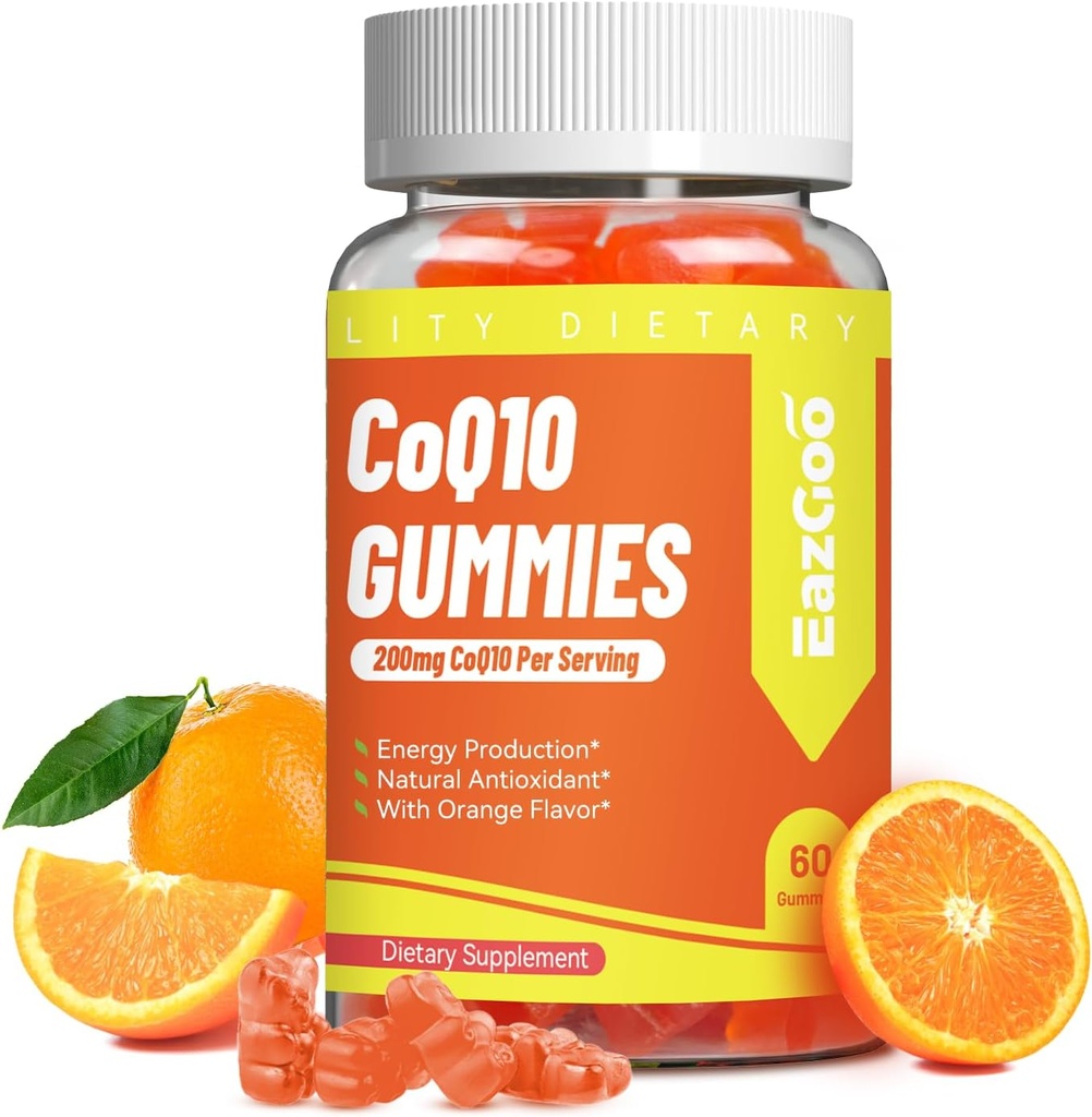 CoQ10 Gummies 200mg, Vegan Supplement for Energy Production, Non-GMO, Gluten Free (60 Gummies)