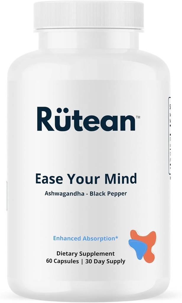 Ease Your Mind - Ashwagandha Extra Strength with BioPerine - Non GMO - 60 Capsules
