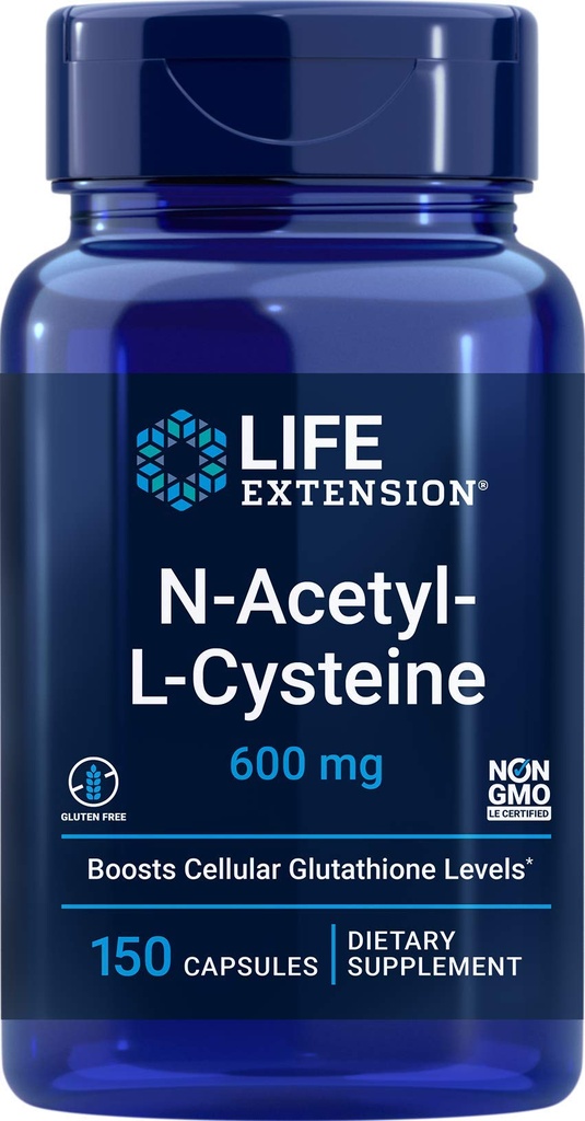 Extensión de vida N-Acetyl-L-Cysteine (NAC) 600mg, 150 cápsulas