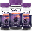 Sambucol Gummies Negro de Elderberry - Elderberry con zinc y vitamina C para adultos, Sambucus Elderberry Gummies, Immune Support Gummies - 30 Conde, 3 Pack