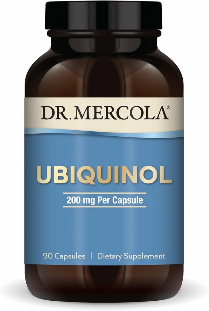 Dr. Mercola Ubiquinol, 90 Serviciones (90 cápsulas), 200 mg por cápsula, Suplemento dietético, apoya la producción de energía, no GMO