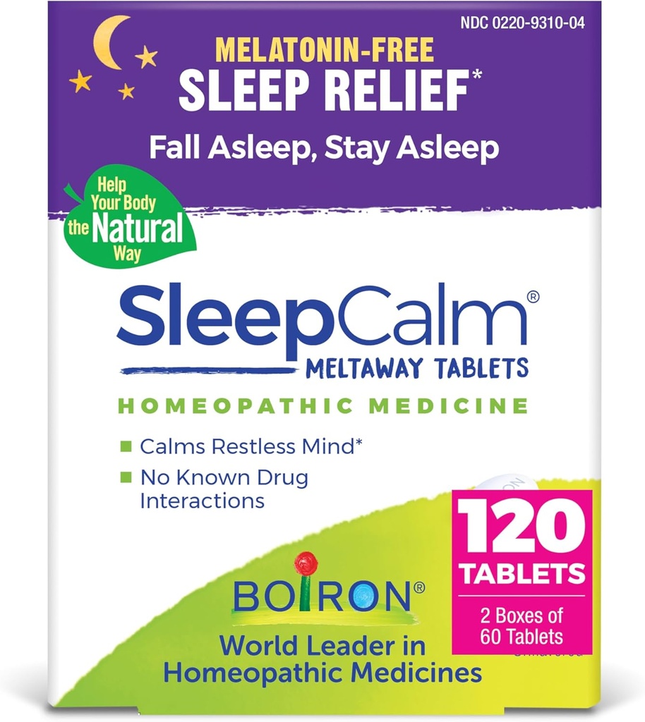 Boiron SleepCalm Sleep Aid for Deep, Relaxing, Restful Nighttime Sleep - Melatonin-Free and Non Habit-Forming - 60 Cuenta (Pack of 2)