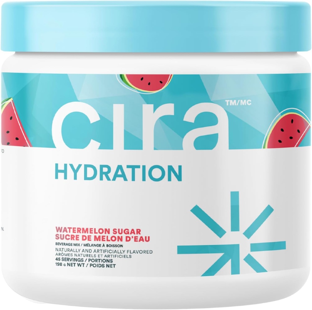 Cira Hydration Powder (45 Servings) - Electrolyte Drink Mix with Himalayan Salt for Dehydration Relief and Recovery - Watermelon Sugar