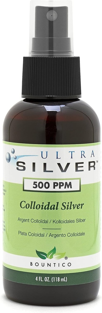 Ultra Plata Colloidal Plata ← 500 PPM Silencio 4 onzas ← Fine Mist Spray