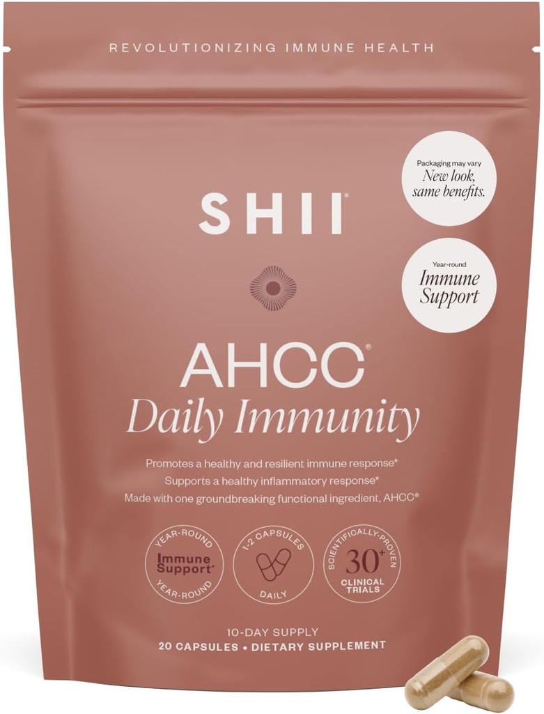 SHII AHCC Daily Immunity, 10-Days Supply – Vegan, Gluten Free Immune Support Supplement with AHCC, Immune System Support from Functional Shiitake Mushrooms, Promotes Immune Response &amp; Cellular Health