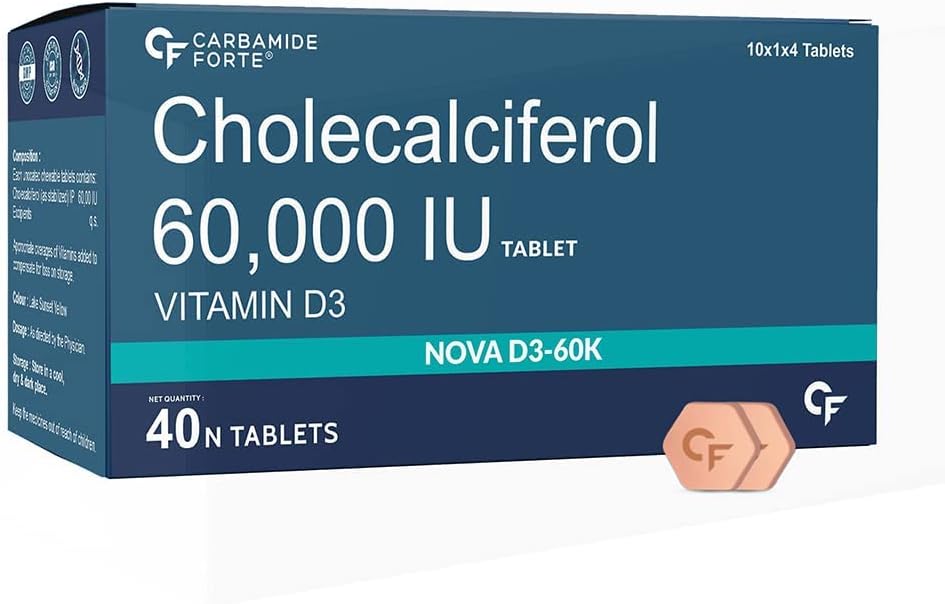 Vitamina D3 60000 UI - Colecalciferol Chewable Vitamina D Suplemento para Hombres Mujer - 40 Tabletas