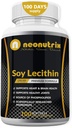Soy Lecithin Capsules 1200mg (Uno al Día, 100 Softgels) Suplemento de Apoyo Inmunitario Rich in Phospholipids Soporta Metabolismo, Brain & Heart Health & Cell Funciones Made in The USA Non-GMO by Neonutrix