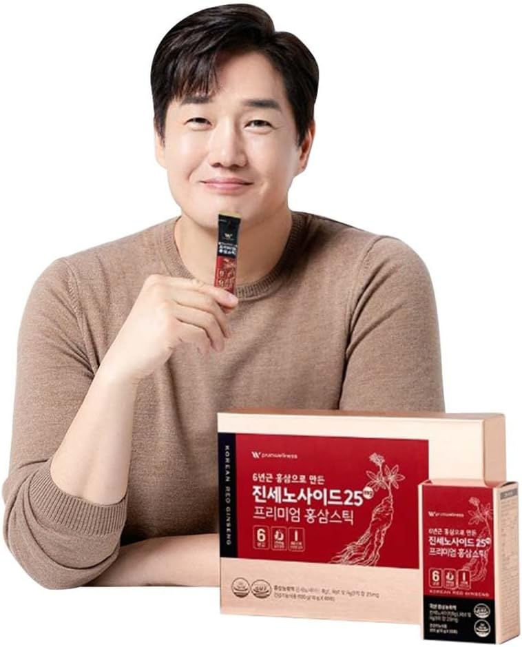 K-Herb Premium Korean Red Ginseng Sticks Liquid Portable Sticks with Korean Red Ginseng Extract No Preservatives (Ginsenoside 25mg 60P)