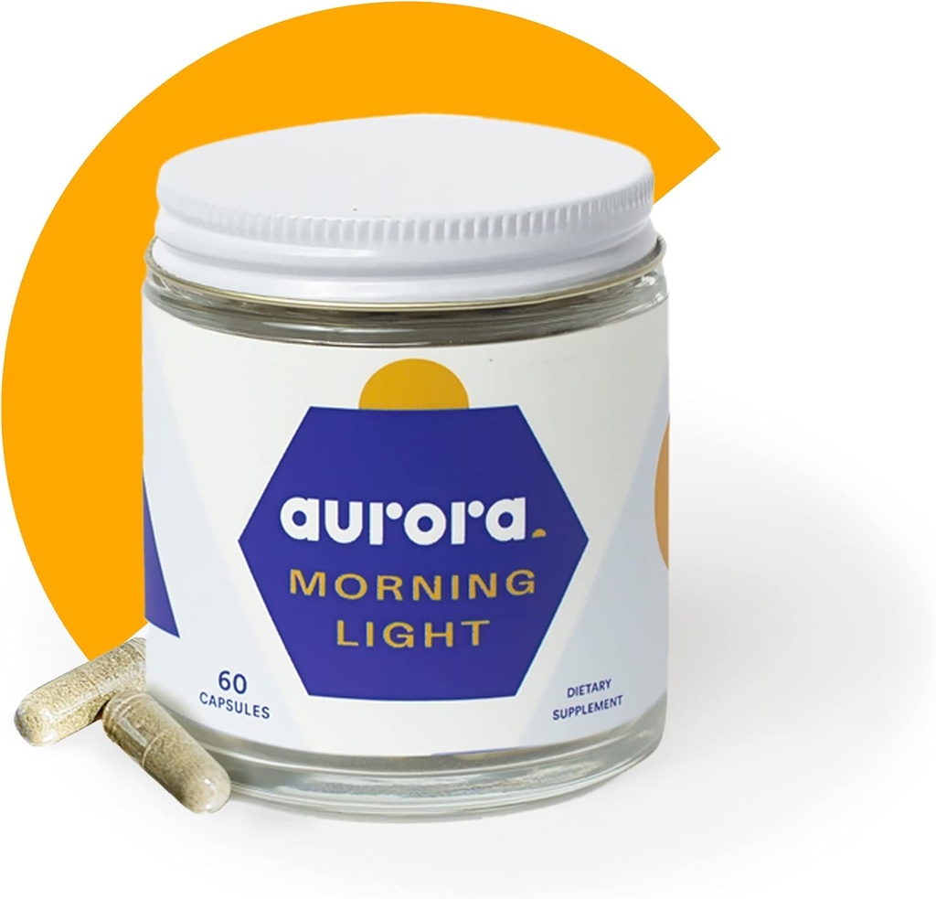 Luz de la mañana, Booster de Cerebro All-Natural, Booster Inmune y Suplemento de Energía, con Ashwagandha, Basil Santo, Maca Root, y Complejo de Vitamina B, 60 cápsulas - Aurora