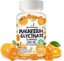 Magnesio Glycinate Gummies- Sugar suplemento de potasio libre de magnesio con vitamina D, B6, CoQ10 para calma Mood &amp; Sleep Support - 90 Orange Gummies