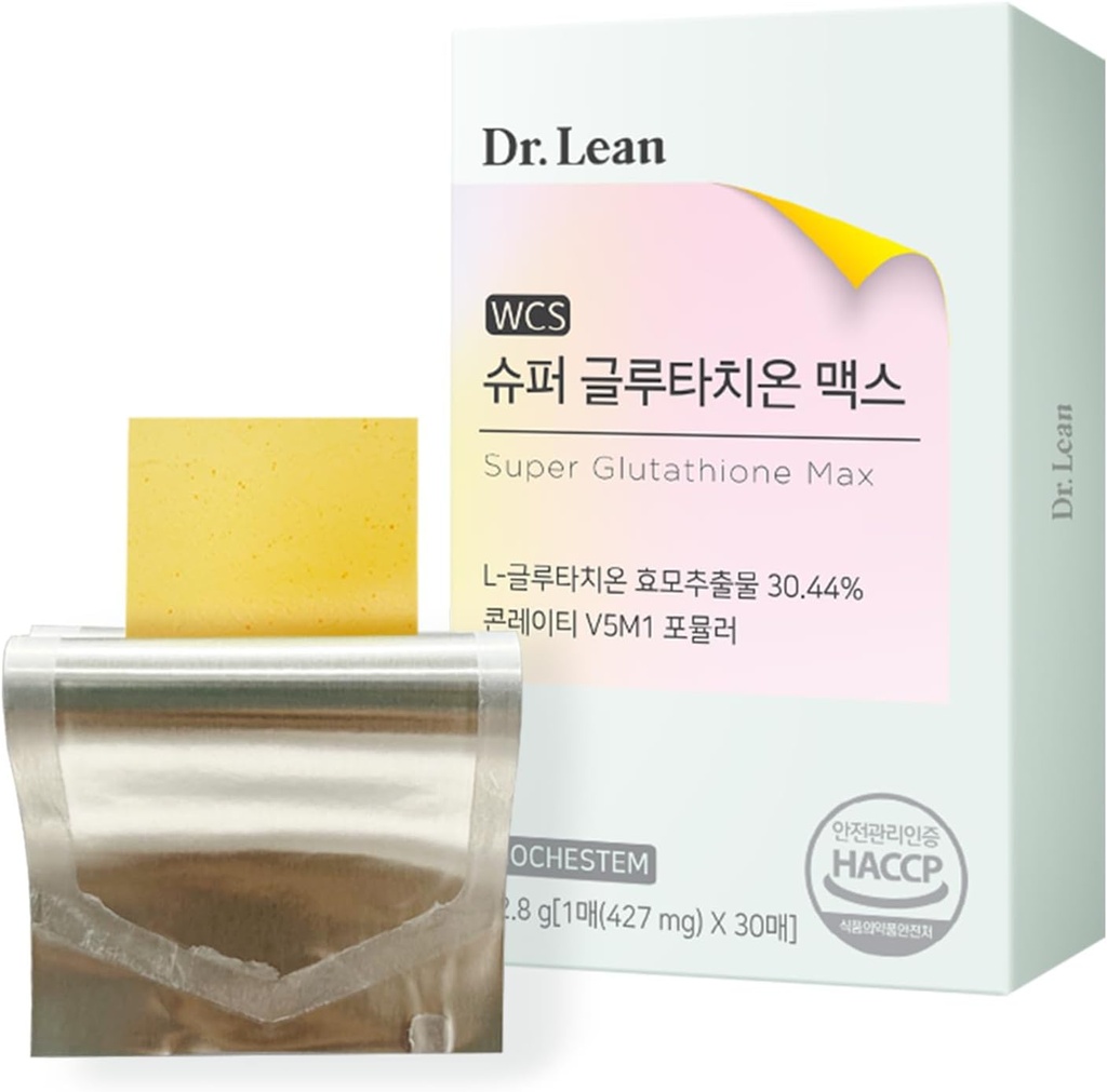 Dr. Lean Super Glutathione Max – 427mg Glutathione de alta potencia con Niacin, Collagen " Hyaluronic Acid ← Fast-Melt ODF, Antioxidante, Skin & Liver Support, K-Beauty, Made in Korea (30 Strips)