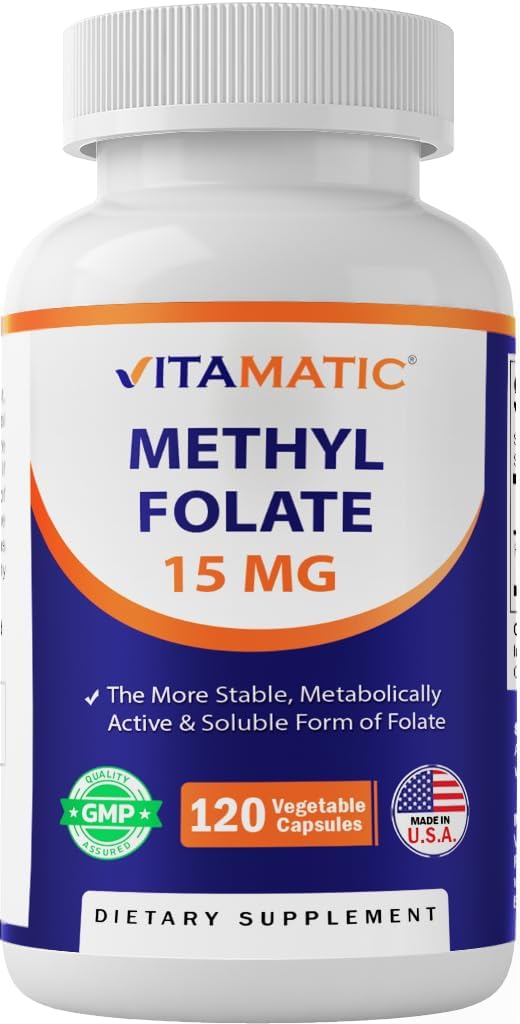 Folato de metil vitamático 15mg – 120 cápsulas vegetales optimizadas y activadas de alta potencia – Folato metabólicamente activo