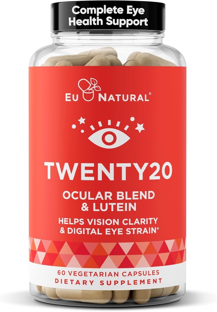 Veinti20 vitaminas del ojo – Salud Macular, Estrecho del ojo, Ojo seco y Visión Salud – Lutein &amp; Bilberry Extract – 60 cápsulas suaves