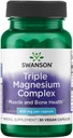 Complejo de Magnesio Triple Swanson - Suplemento Mineral - Soporte Natural - Destacando Citrato, Oxido &amp; Aspartate - (30 cápsulas, 400 mg cada uno)