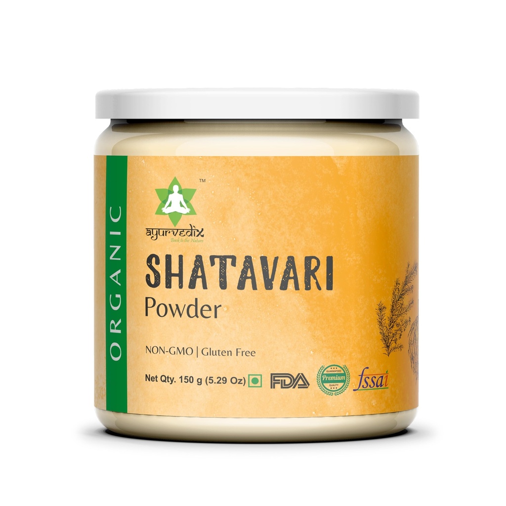 Organic Shatavari Powder - Asparagus racemosus Herbal Supplement Supports Menstrual Cramp Relief, Hormonal Balance, Boosts Immunity and Inflammatory Response - 150gm/5.2oz