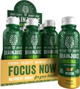 BrainJuice Brain Support Shot, Gluten Free Supplement Shots for Energy & Focus, Healthy Drinks with Alpha GPC, Vitamin B & Organic Green Tea Extract Caffeine, Peach Mango, 2.5 fl oz, 12 Pack