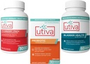 15% Bundle Utiva Cranberry PACs Supplement for Urinary Tract Health 30 Vegi Capsule + Utiva Probiotic for Gut and Urinary Tract Health 30 Delayed Release Vegi Capsule + Utiva Bladder Health 60 Capsule