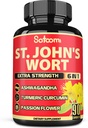 Satoomi St. John's Wort Capsules Extracto Suplemento - 6 Herbs Equivalente 5050 mg - Equilibrio emocional, Joyful Mood & Mood Soporte - 1 Pack 90 Veggie Caps 3-Month Supply