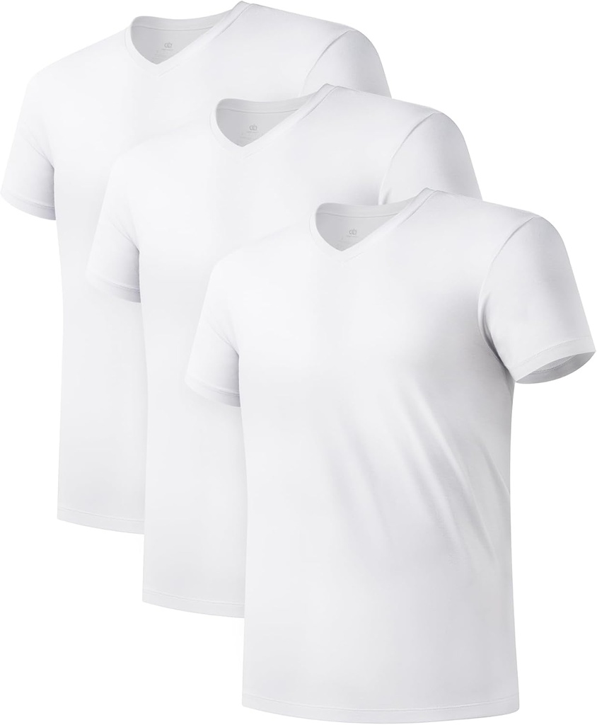 DAVID ARCHY Men's Undershirts Micro Modal Ultra Soft T-Shirts Stretch Moisture-Wicking Crewneck/V-Neck Tees for Men, 3-Pack