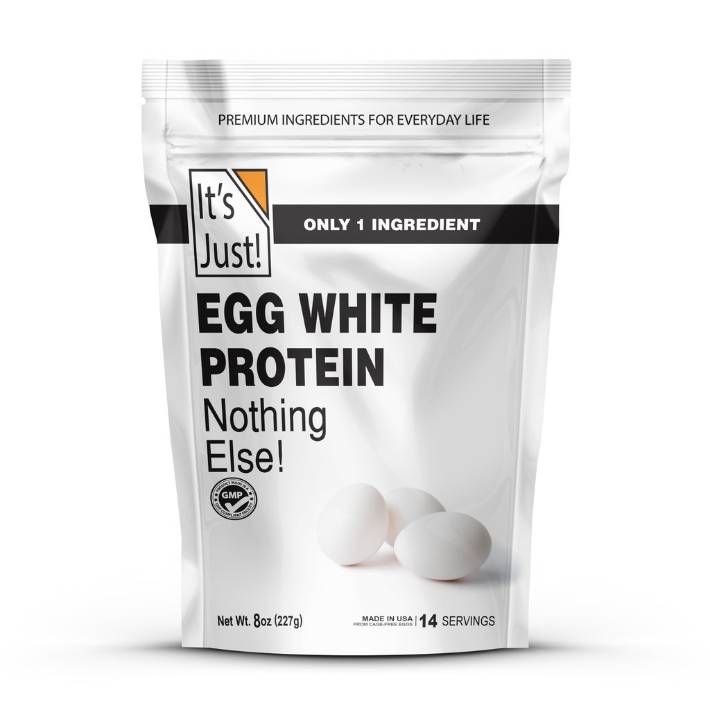 It's Just! - Egg White Protein Powder, Made in USA from Cage-Free Eggs, Dried Egg Whites (Unflavored, 8oz)