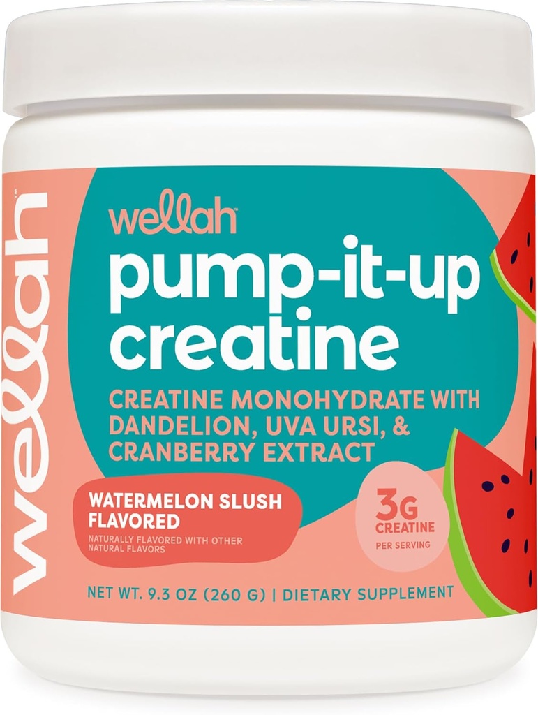 Wellah Creatine for Women (50 Servings, Watermelon Slush) - Cretina Monohydrate con Dandelion & Cranberry Extract