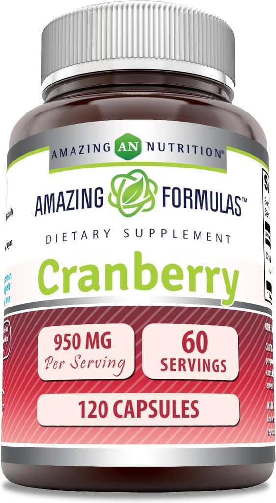 Amazing Fórmulas Extracto de arándano ← 950 Mg Por Serving  durable 120 Capsules Suplemento ← No GMO, Gluten Free, Made in USA