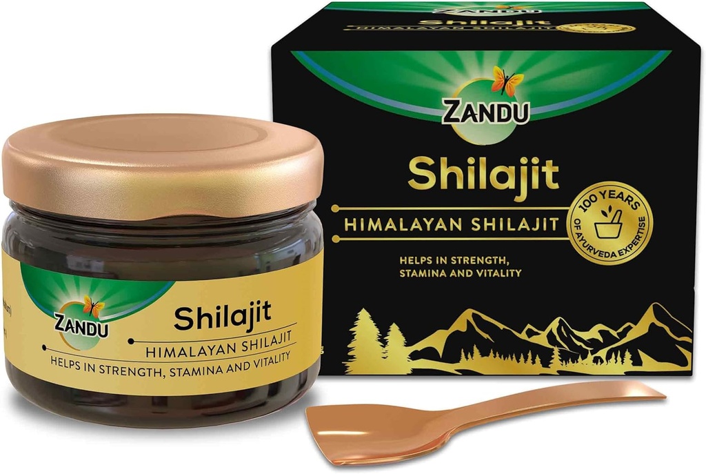 Zandu Himalayan Shilajit Resin ← Natural Plant-Based Suplemento for Energy, Strength " Rendimiento Físico Soporta Vida activa " Vitality TEN 0.71 Oz (20g)