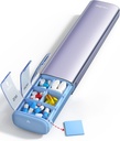 Vaydeer 7 días organizador semanal de píldoras (Apoyo 2 veces al día), caja de la pila de metal, gran capacidad Caja de la pila diaria para suplementos, pastillas, vitaminas y medicamentos (Purple), 8.3*2.1*1.2 pulgadas