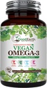 Vegan Omega 3 - Carrageenan Free Plant Based Algal DHA/EPA- 60 Veggie Softgels - Soporta cerebro, corazón y salud prenatal - ácidos grasos esenciales Suplementos
