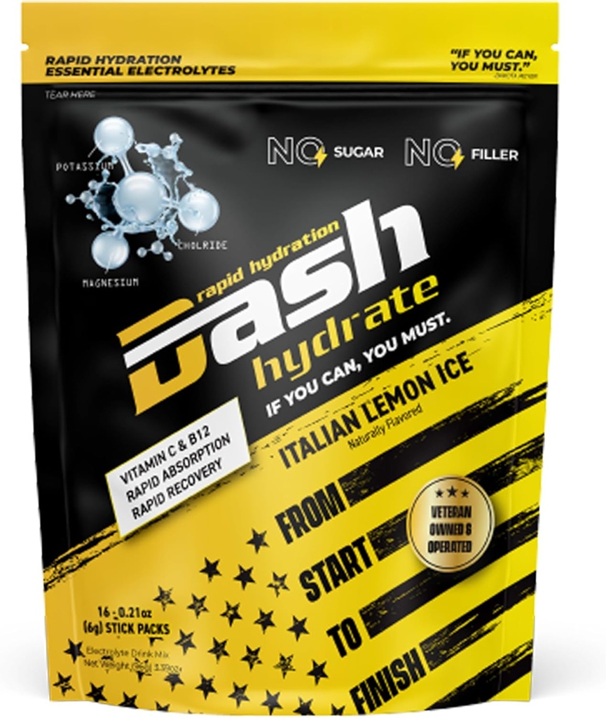 Rapid Hydration Electrolyte Drink Mix Packets TEN Rapid Absorption " Recovery with No Sugar TEN Activate Energy – Detoxify - Support TEN16 ct (Italian Lemon Ice)