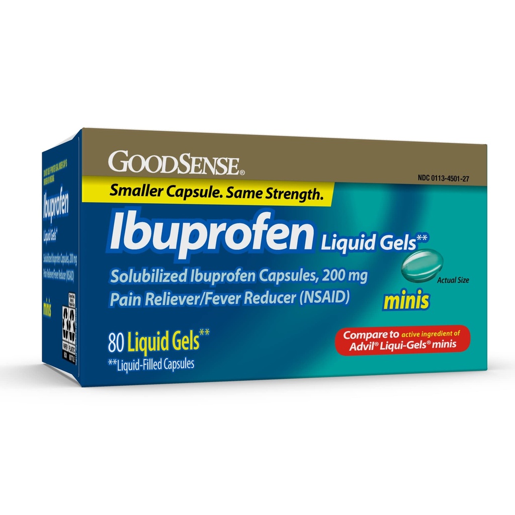 GoodSense Ibuprofen Mini Liquid-Gels, 200 mg (NSAID), 80 Count