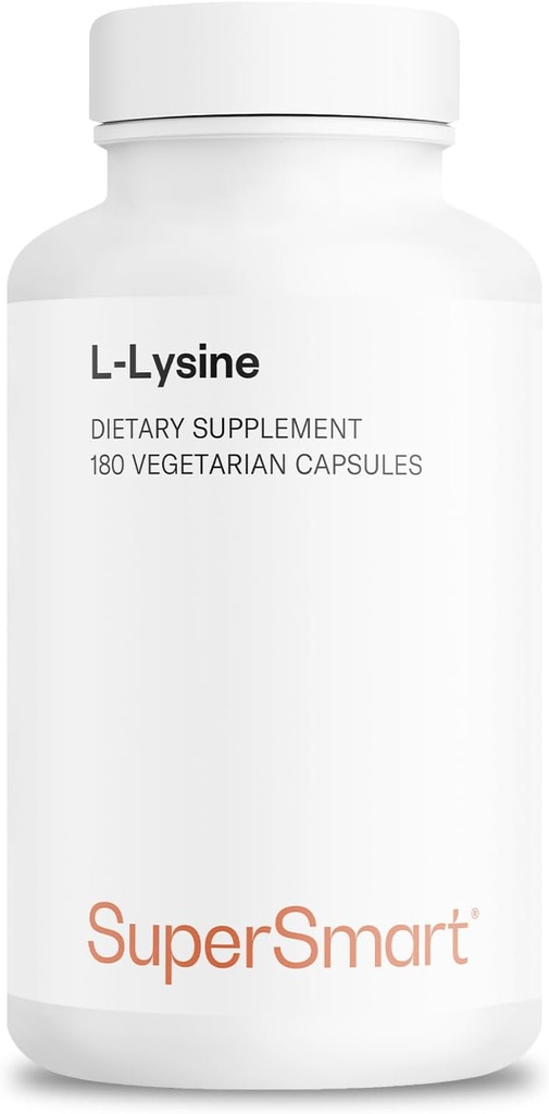 Supersmart - L-Lysine 6000mg per Day (High Strength) - Essential Amino Acid Lysine Supplement | Non-GMO & Gluten Free - 180 Vegetarian Capsules