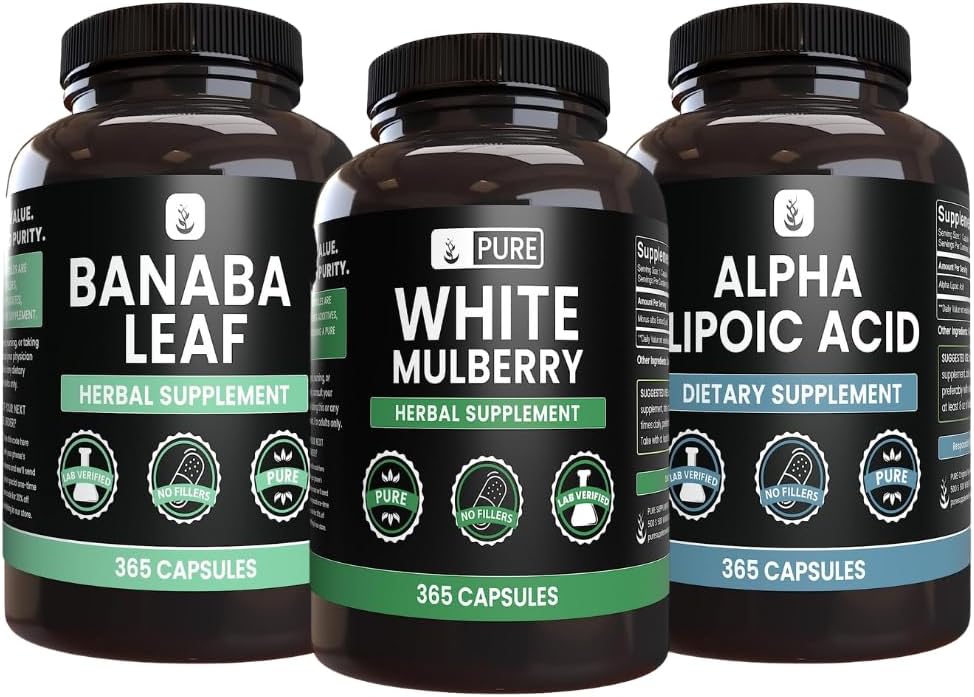 PURE ORIGINAL INGREDIENTS White Mulberry, Alpha Lipoic Acid, Banaba Capsule Bundle (365 cápsulas), Puro " Undiluted, Lab Verified