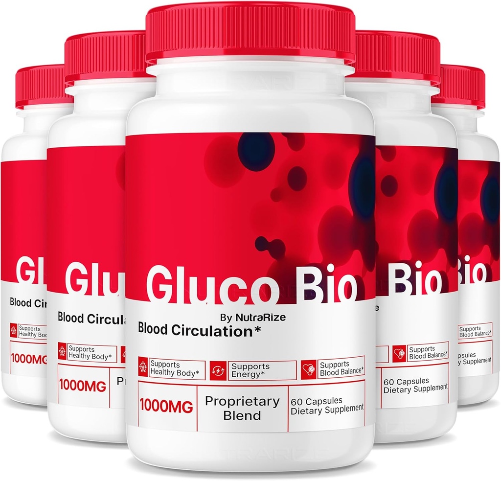 (5 Pack) GlucoBio Capsules, Suplemento Oficial de Apoyo a la Sangre de Gluco Bio, Todas las Fórmulas Naturales para apoyar salud y bienestar general, píldoras de vitaminas Premium, GlucoBio Reseñas (300 cápsulas)
