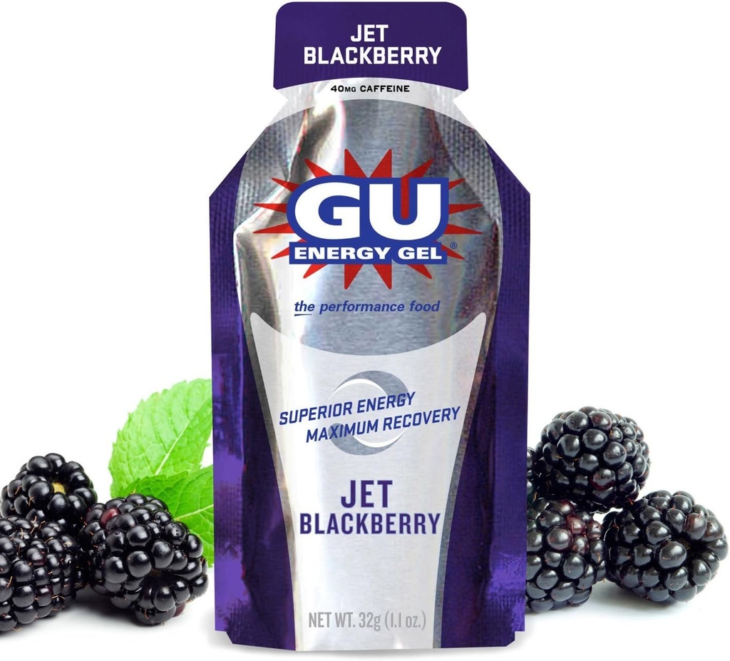 GU Energy Original Sports Nutrition Energy Gel, Jet BlackBerry, 8 Conde