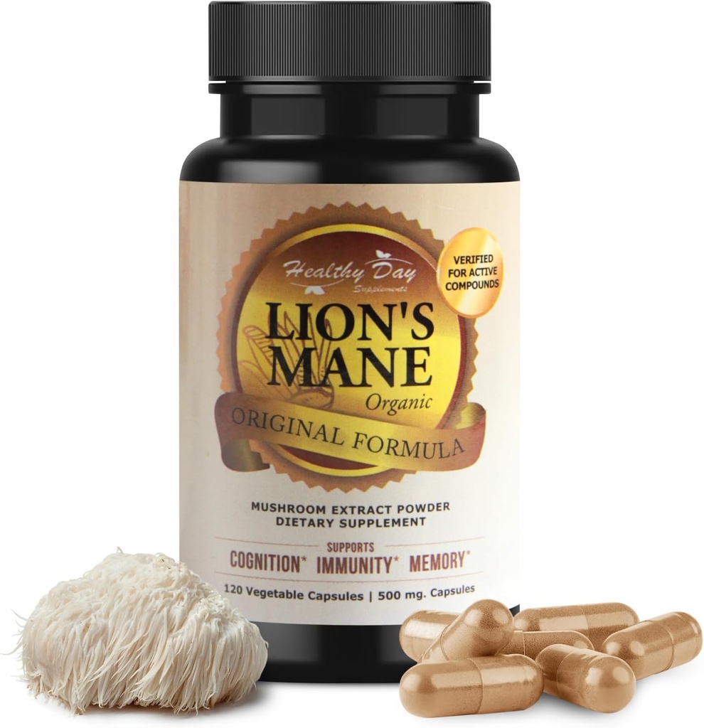 Lions Mane Mushroom Cognition Capsules - 120 Conde peru Organic, Gluten Free, Alpha Brain Supplement for Adults ← Brain Vitamins & Focus Nootropic TEN Made in USA