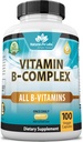 NaturaLife Labs Vitamin B-Complex with Vitamin C & Folic Acid – Includes B1, B2, B3, B5, B6, B7, B9 & B12 – 100 Capsules, Vegan, Non-GMO, Gluten Free