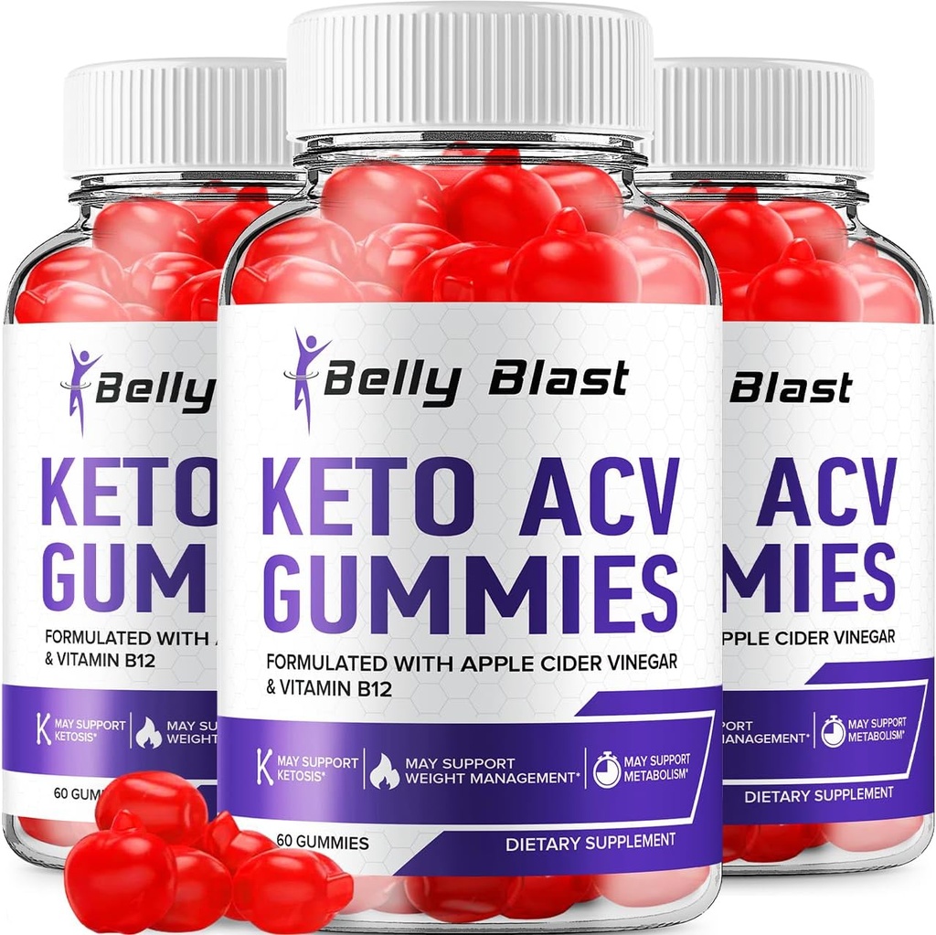 (3 Pack) Belly Blast Keto ACV Gummies - Advanced Formula Belly Blast Keto Plus ACV Gummies Apple Cider Vinegar, Weight Management, BellyBlast ACV Suplemento dietético Comentarios Hombre Mujeres (180 Gummies)