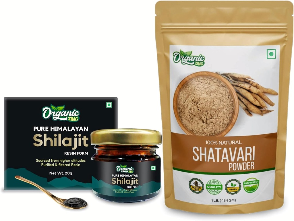 ORGANIC ZING Shatavari Powder- 454g " Shilajit Resin- 20g