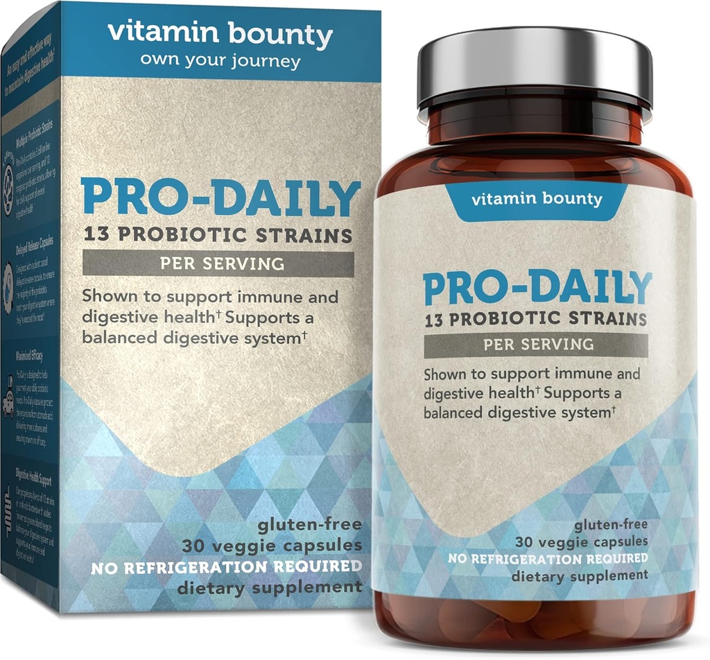Vitamina Bounty Pro-Daily Probiotic 5 Billion CFU - 13 Strains with Lactobacillus Acidophilus & Bifidobacterium for Digestive Health - Probiotics for Men &amp; Women Gut Health Support