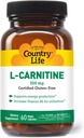 Country Life L-Carnitine 500mg – 60 cápsulas veganas ← Apoya la producción de energía " Metabolismo grasa " incluye la vitamina B6 para la utilización.