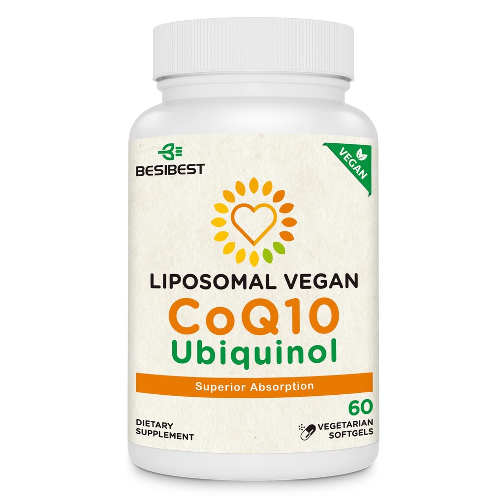 1000mg Liposomal CoQ10 Ubiquinol, 60 Vegan Softgels, Alta Absorción Ubiquinol CoQ10 Suplemento, Active Antioxidant Form of Coenzyme Q10 for Heart Function & Energy Production