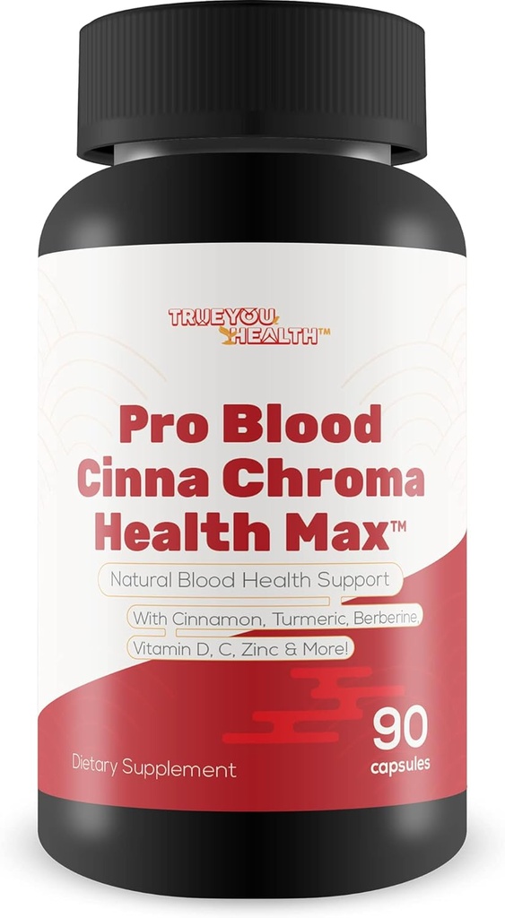 Pro Blood Cinna Chroma Health Max - Natural Blood Health Support with Cinnamon, Turmeric, Berberine, Vitamin D, Vitamin C, Zinc & More - Promote Balanced Blood Health & Improved Blood Flow