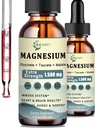 Bombas Líquidas Complejo de Magnesio de 1500mg - Alta Absorción Triple Magnesio de Magnesio Líquido Glycinate, Taurate & Malate, Añadido con Coq10, Zinc, Vitamina D3 para Muscles, Nerves & Energy