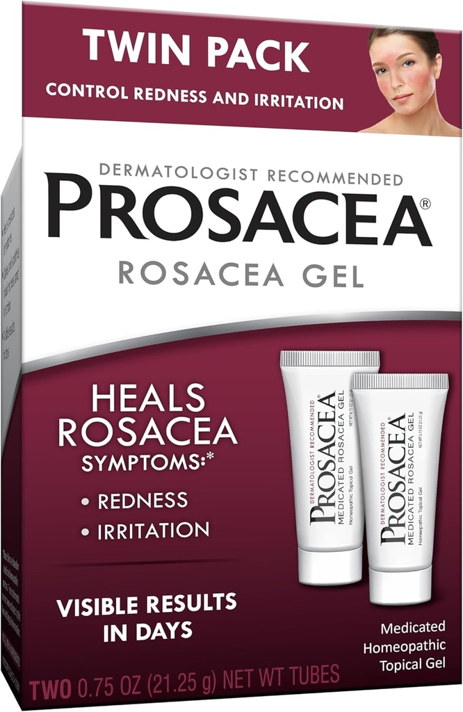Prosacea - Medicated Rosacea Treatment for Face - Heals Rosacea Symptoms of Redness, Pimples and Irritation - Fragrance Free - Twin Pack - Two 0.75oz Tubes (1.5oz Total)