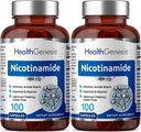 B-3 Nicotinamide 500 mg 100 Caps 2 Pack - Niacina Niacina libre de fluido natural Fórmula - Apoyo a la salud celular de la piel